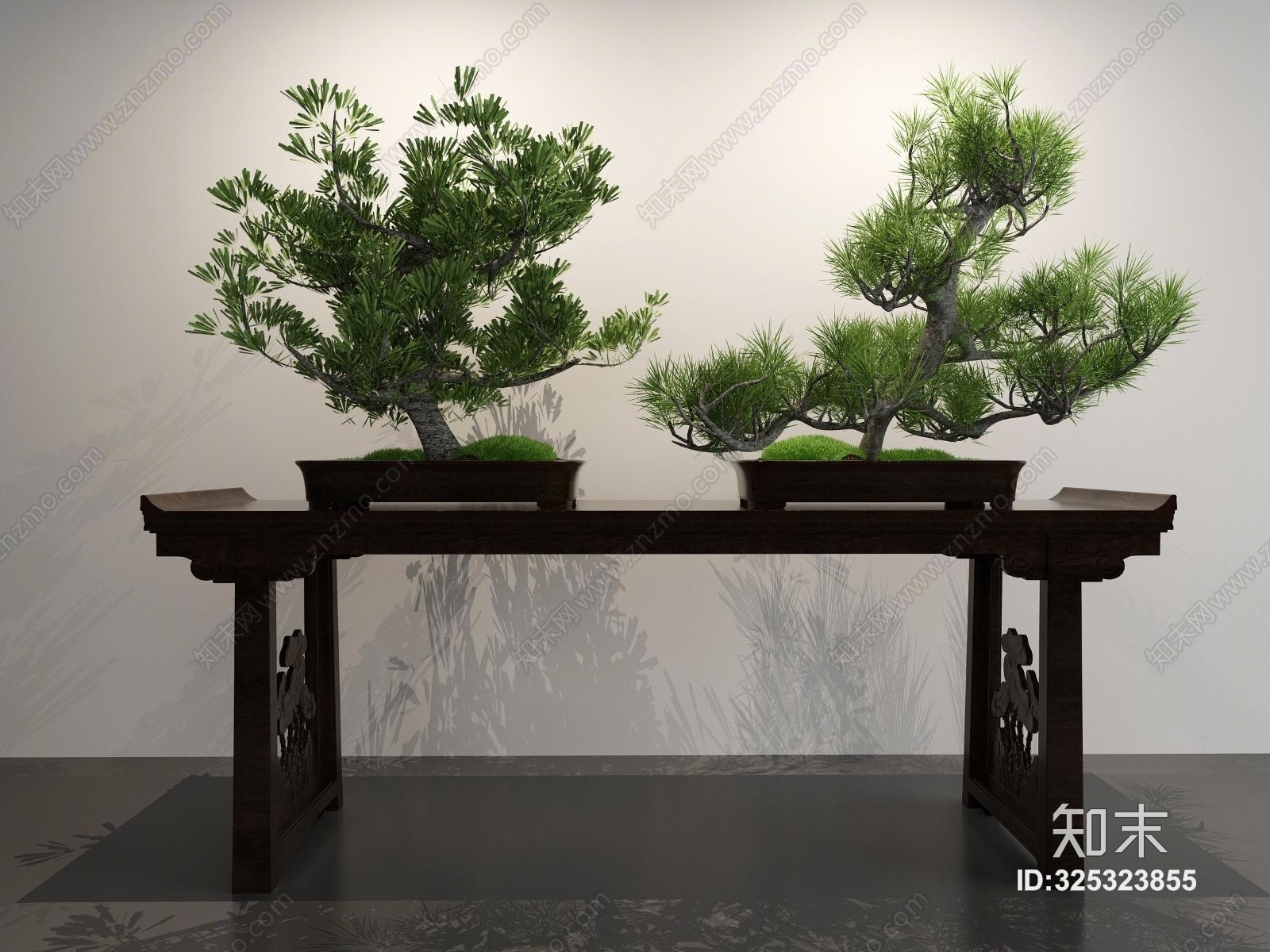 中式松树盆景组合3D模型下载【ID:325323855】
