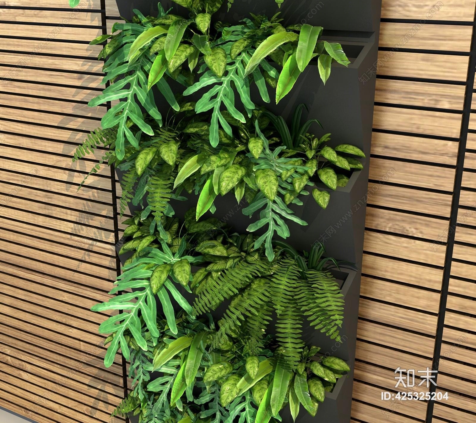 现代植物墙3D模型下载【ID:425325204】