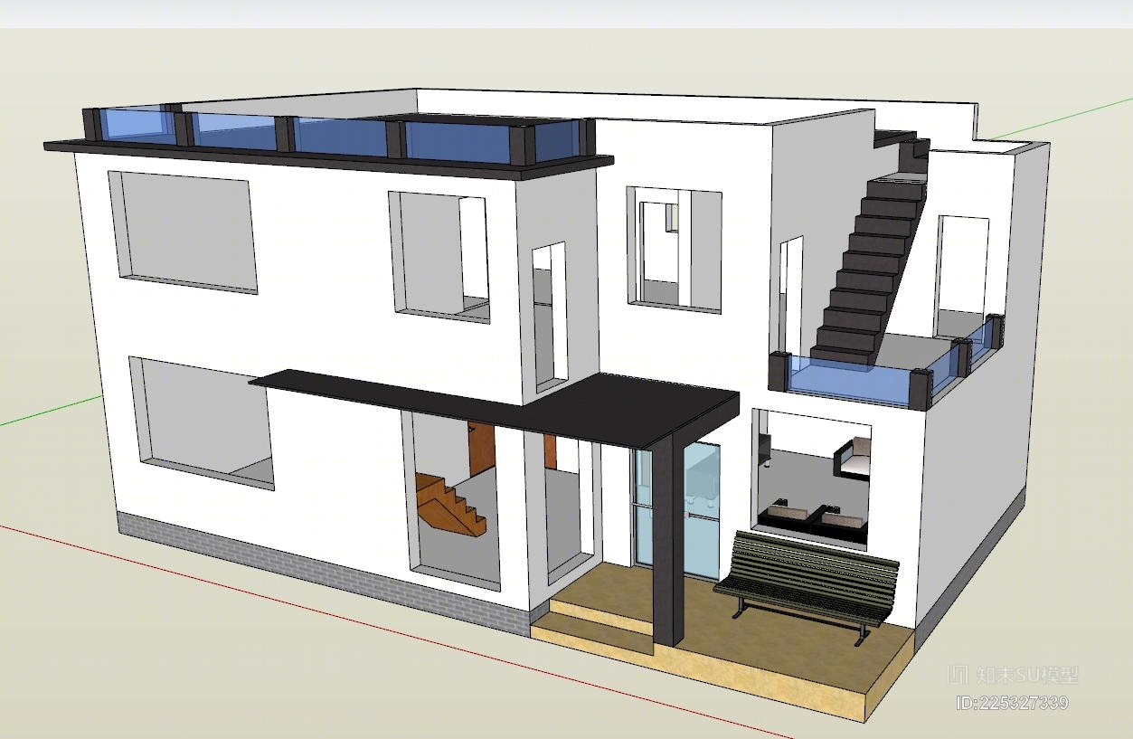 农村自建房-2层SU模型下载【ID:225327339】