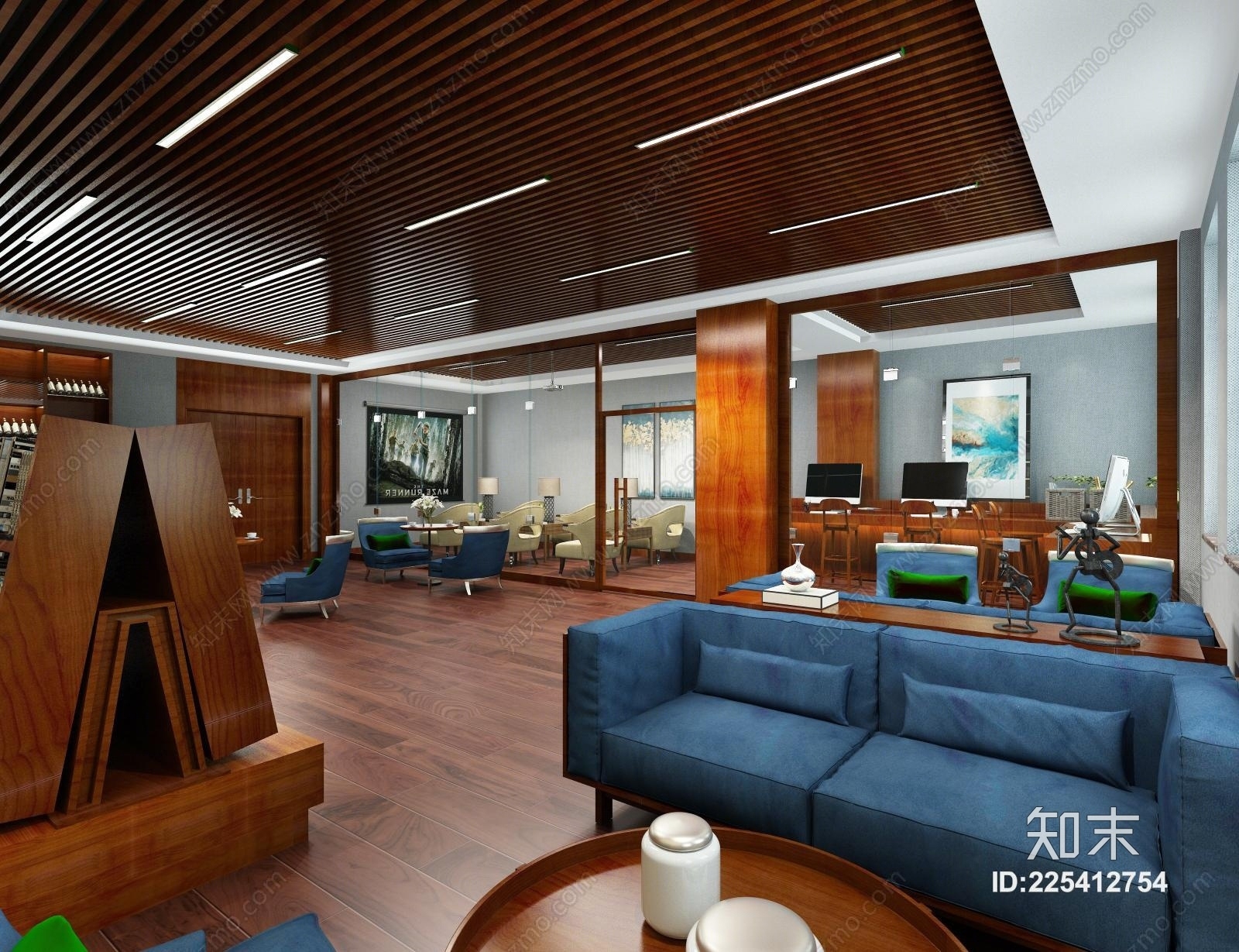 中式书吧3D模型下载【ID:225412754】