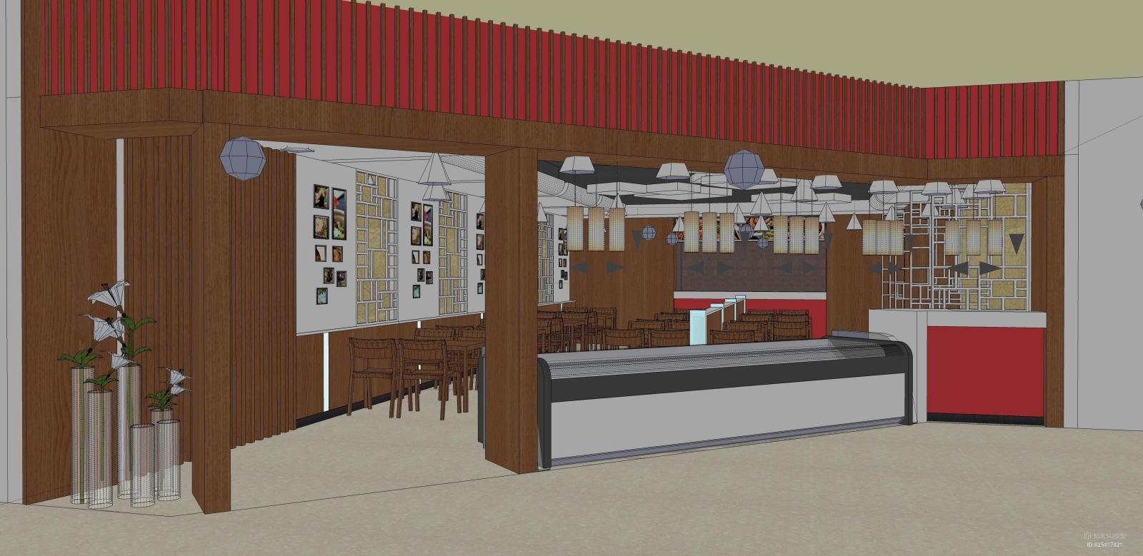 火锅店设计SU模型下载【ID:825417821】