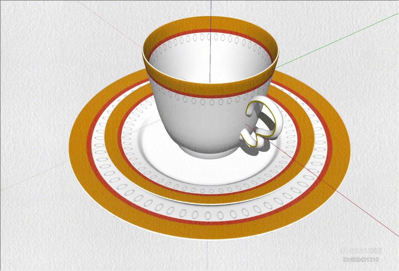 咖啡杯托盘咖啡盘古典精美经典SU模型下载【ID:825421210】