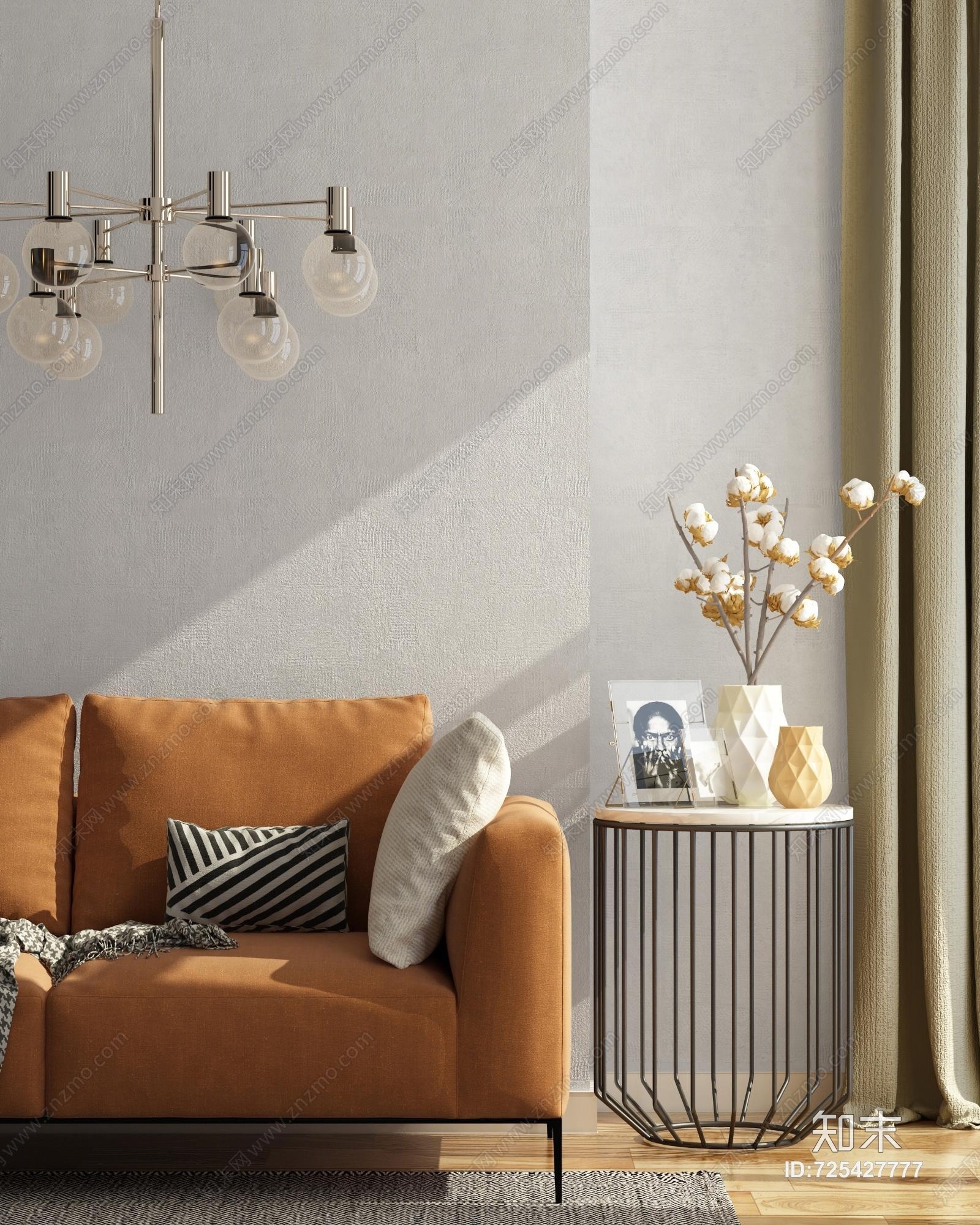 现代沙发装饰品3D模型下载【ID:725427777】