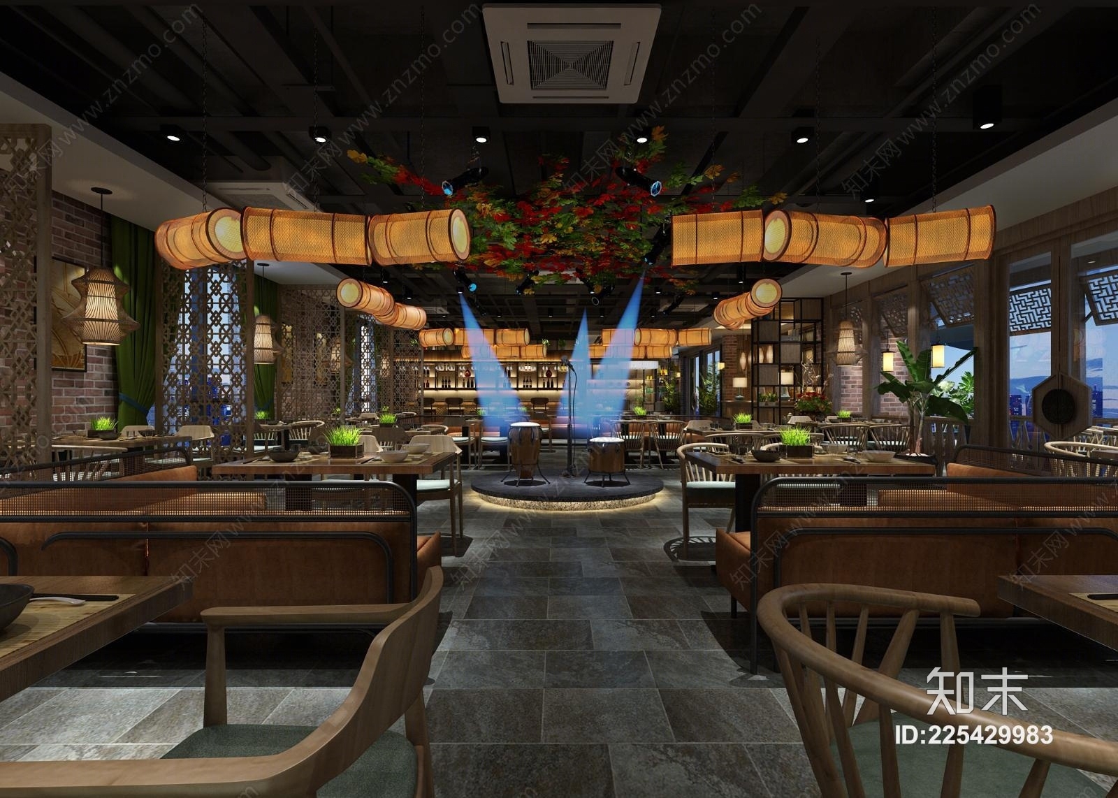 工业风餐厅3D模型下载【ID:225429983】