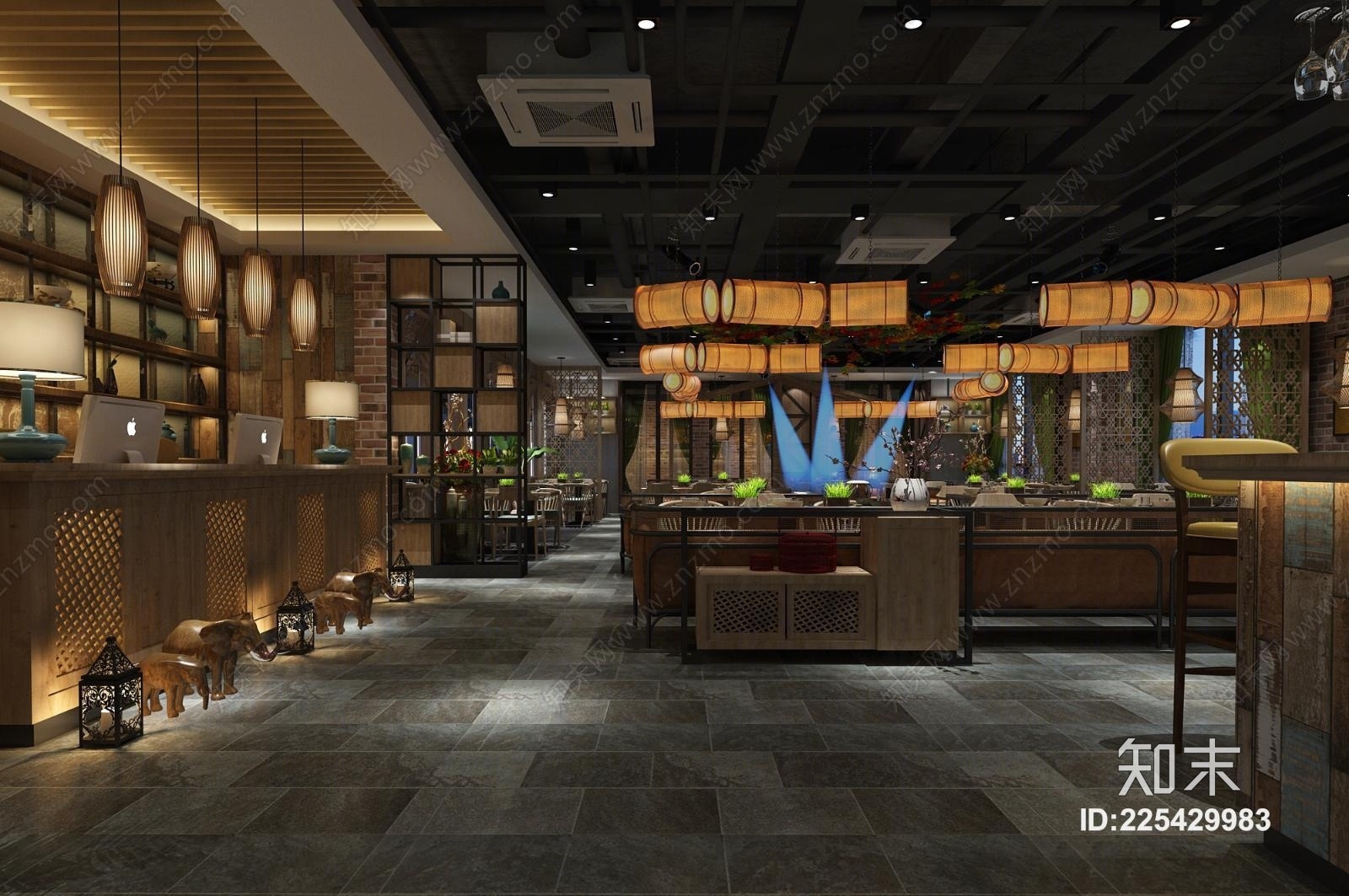 工业风餐厅3D模型下载【ID:225429983】