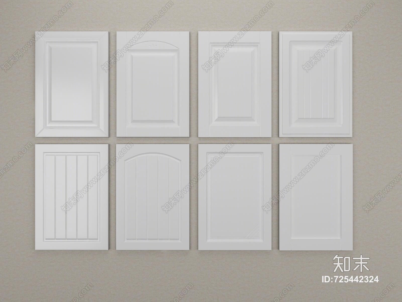 中式吸塑开槽橱柜3D模型下载【ID:725442324】