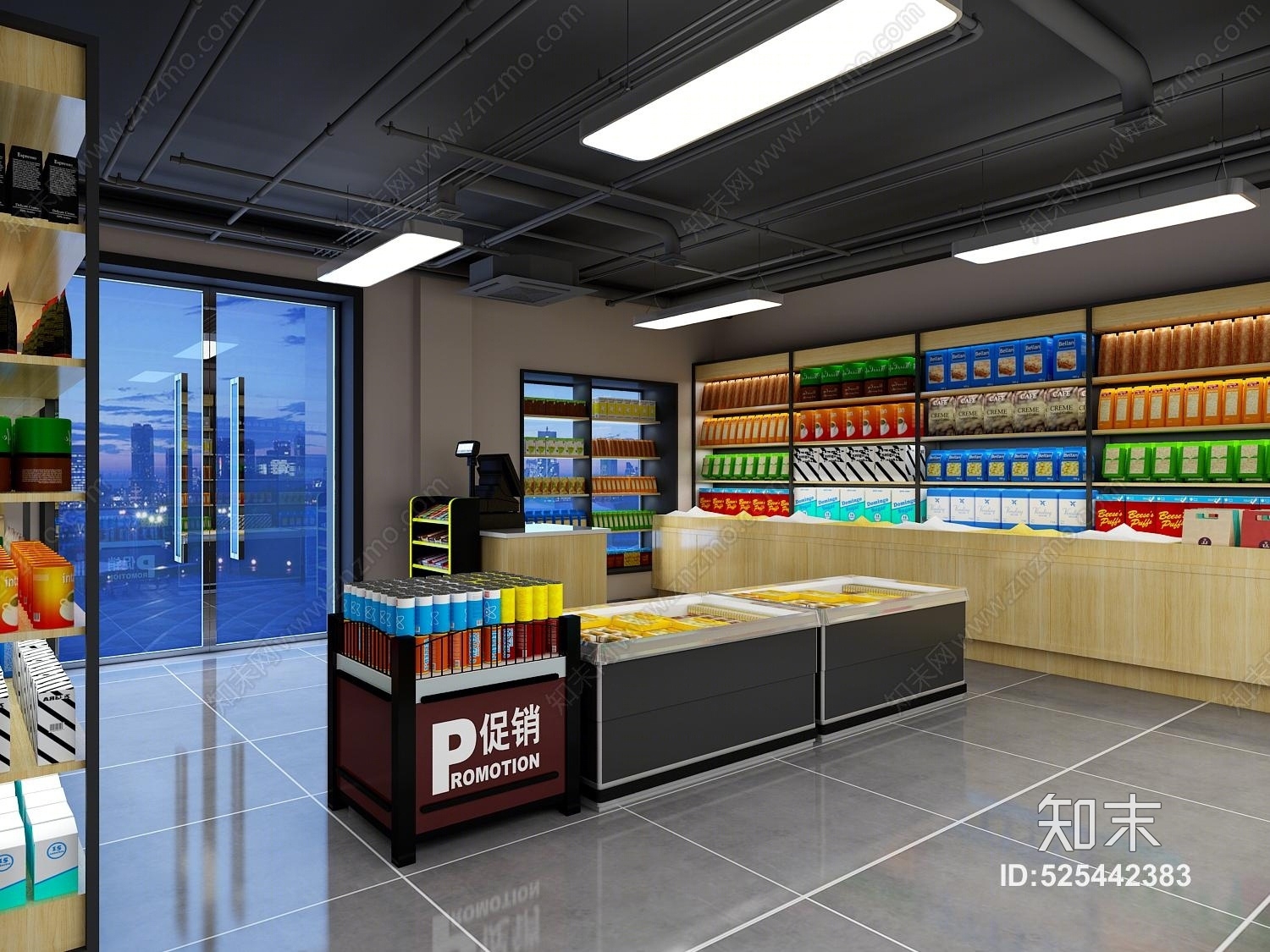 工业风小型超市3D模型下载【ID:525442383】