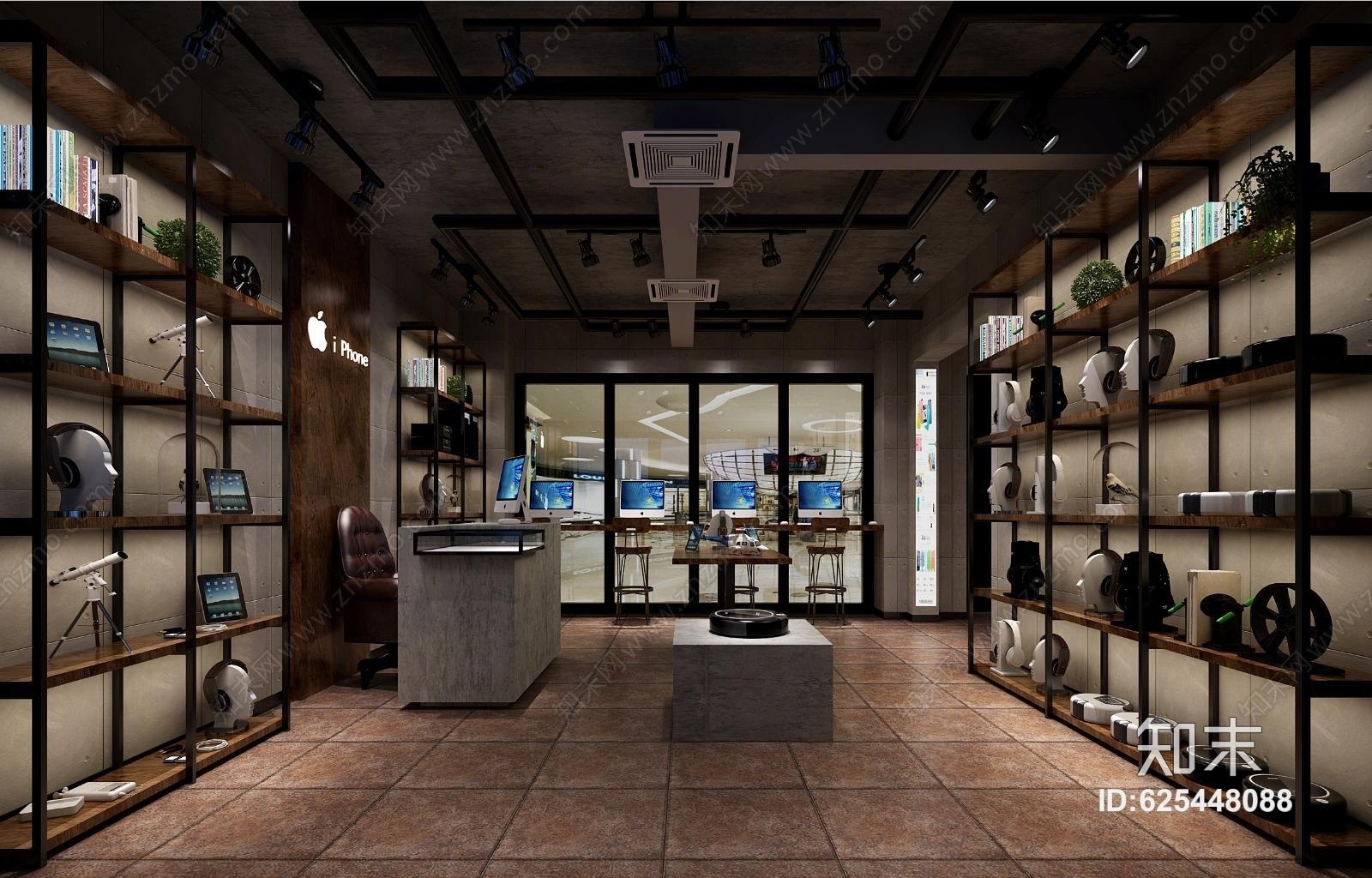 工业风苹果专卖店3D模型下载【ID:625448088】