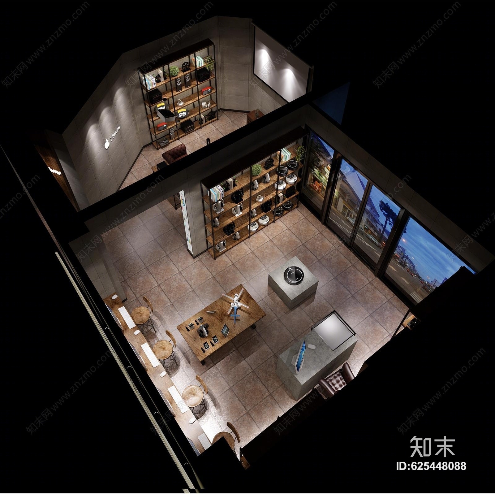 工业风苹果专卖店3D模型下载【ID:625448088】