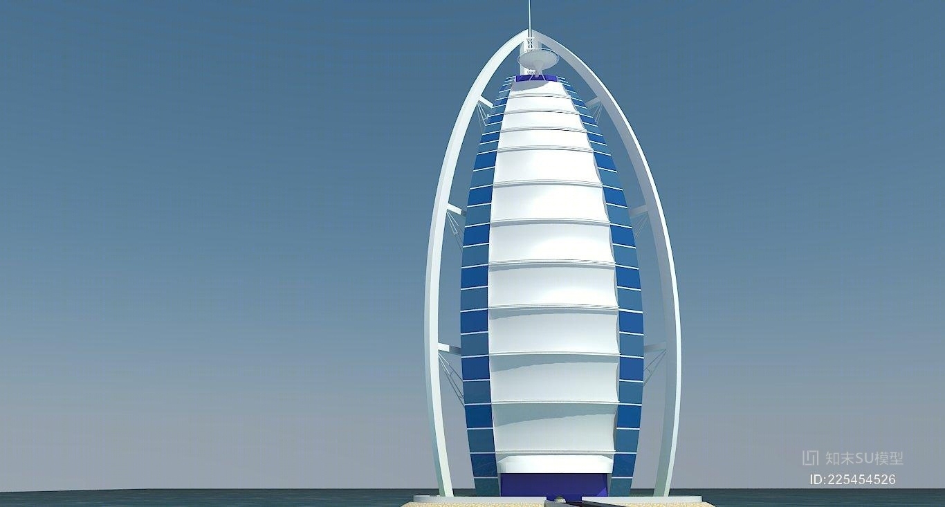 迪拜帆船酒店1：1模型+渲染SU模型下载【ID:225454526】