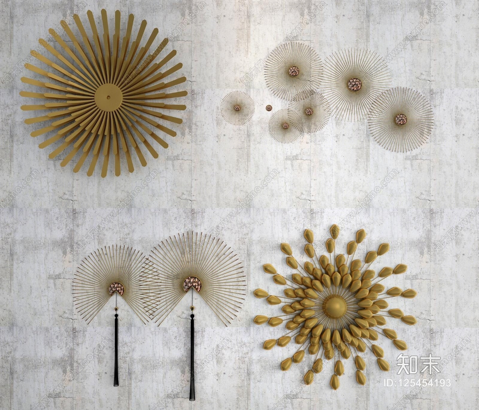 现代墙面金属装饰品3D模型下载【ID:125454193】
