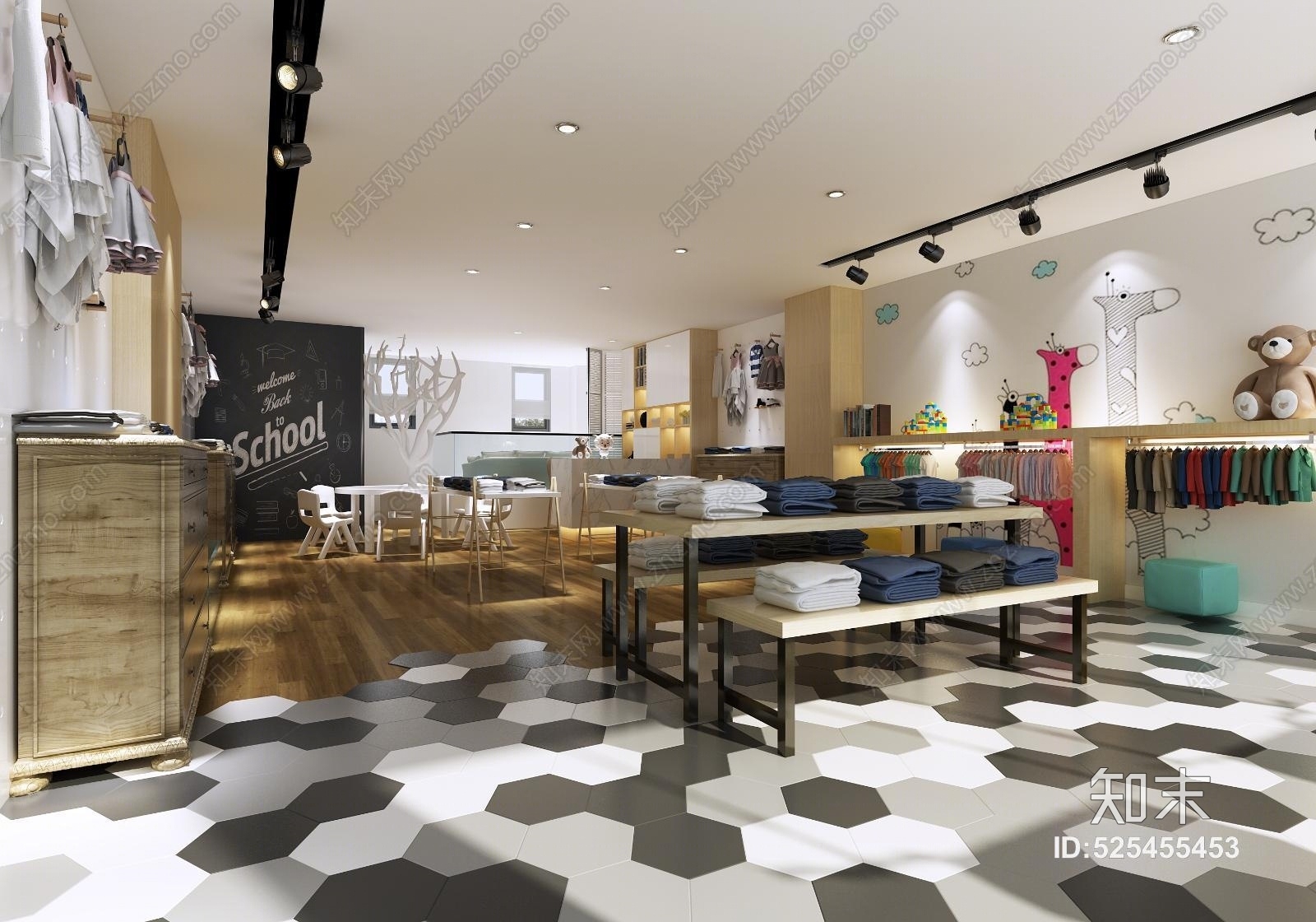 现代服装专卖店衣服组合3D模型下载【ID:525455453】