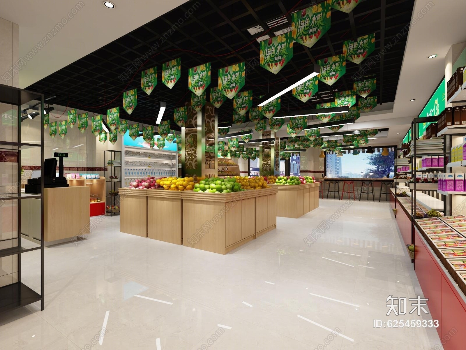 工业风水果店超市3D模型下载【ID:625459333】