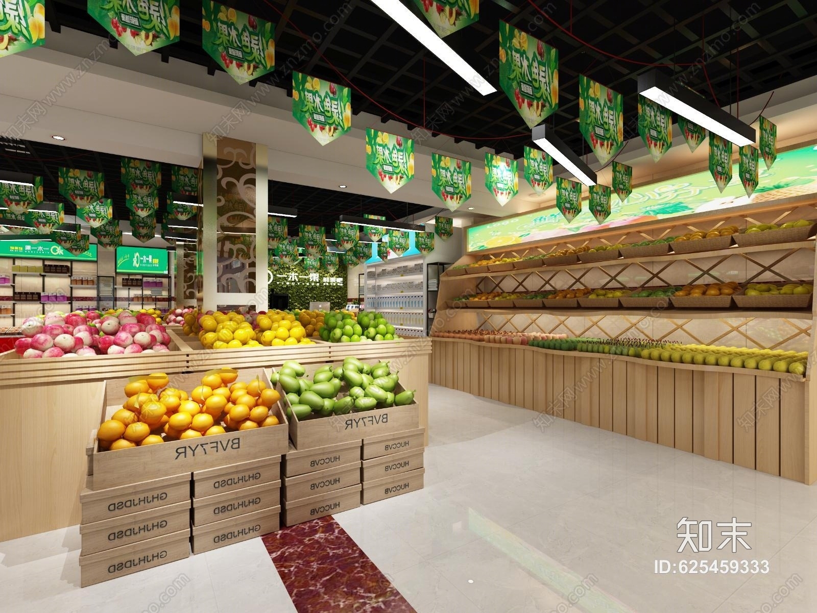 工业风水果店超市3D模型下载【ID:625459333】