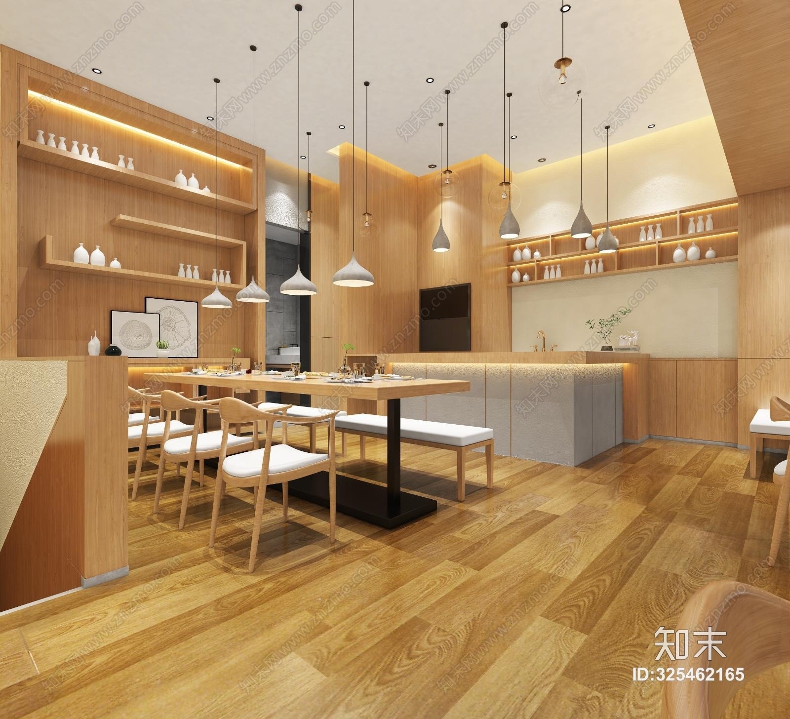 新中式茶餐厅3D模型下载【ID:325462165】