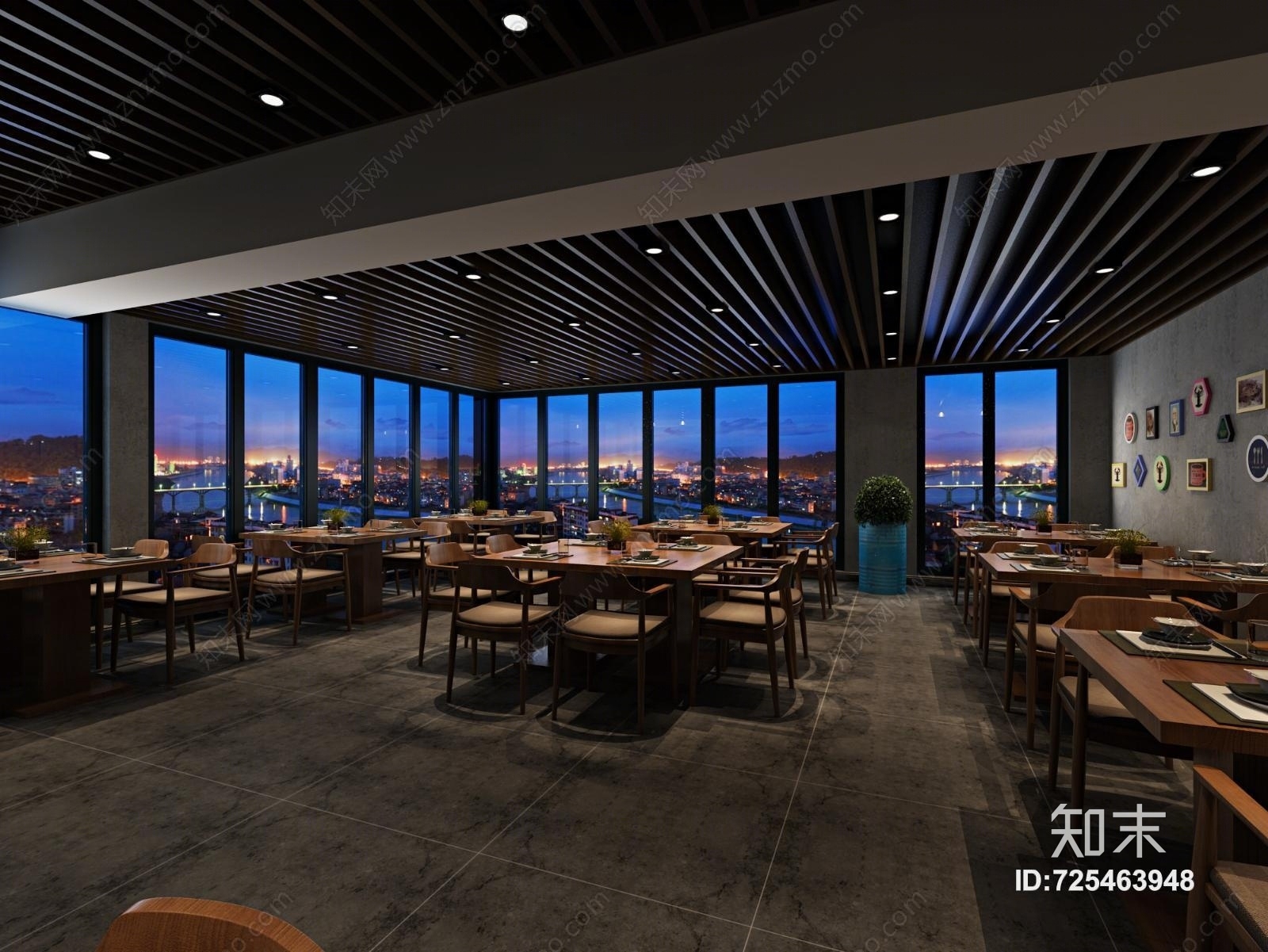 工业风西餐厅3D模型下载【ID:725463948】