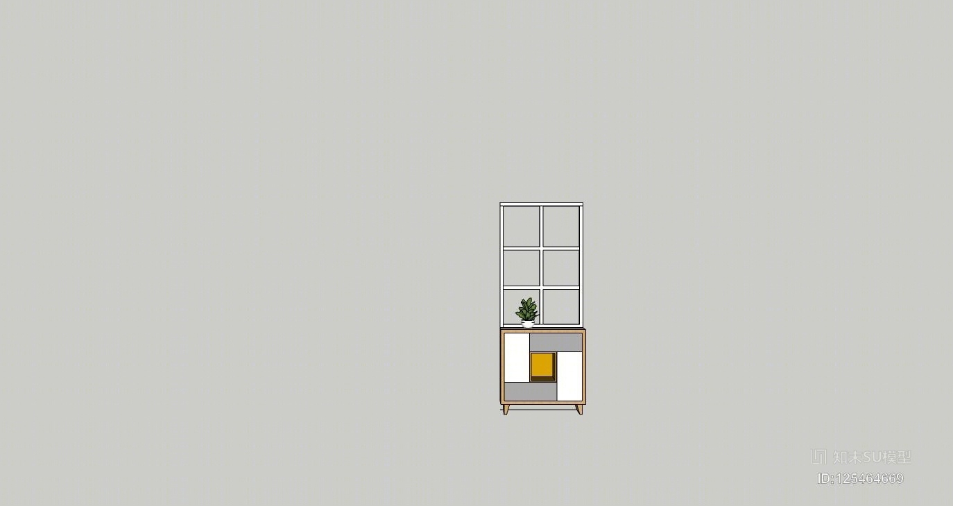 北欧造型端景柜SU模型下载【ID:125464669】
