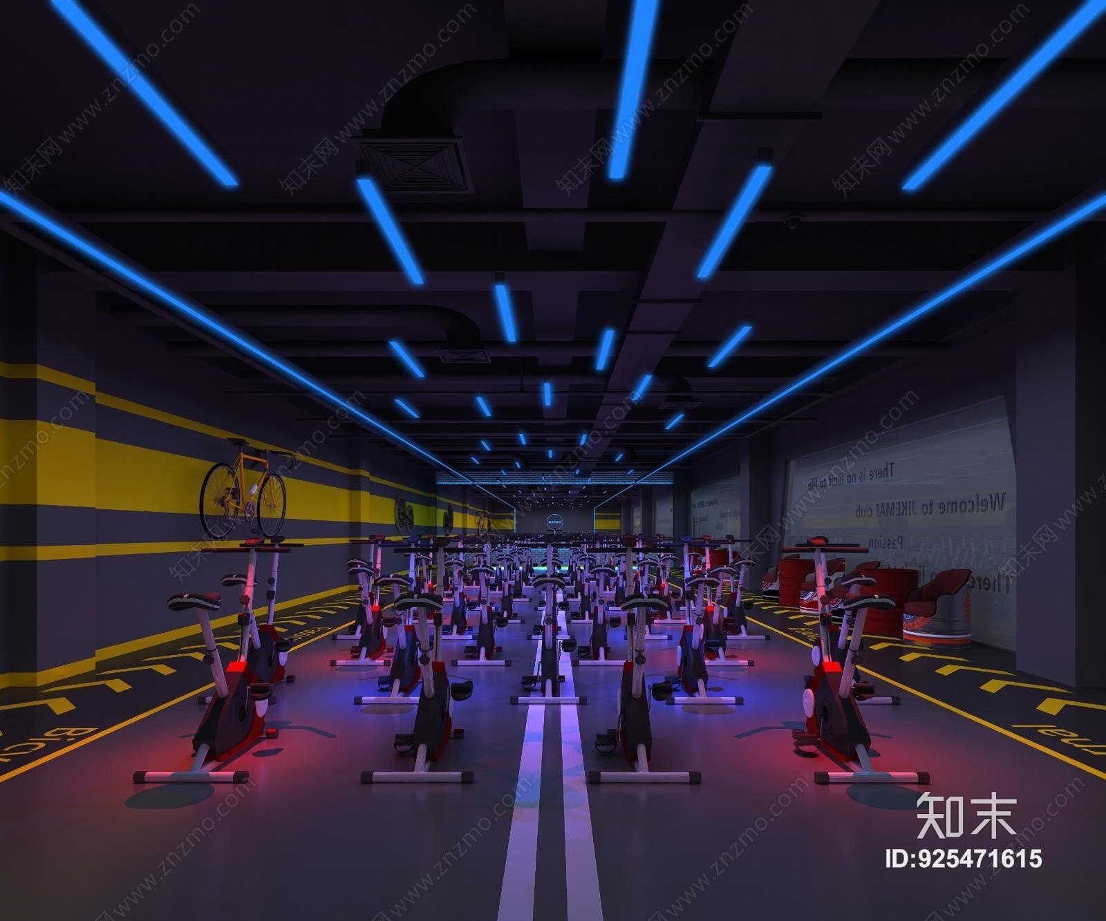 工业风动感单车房3D模型下载【ID:925471615】