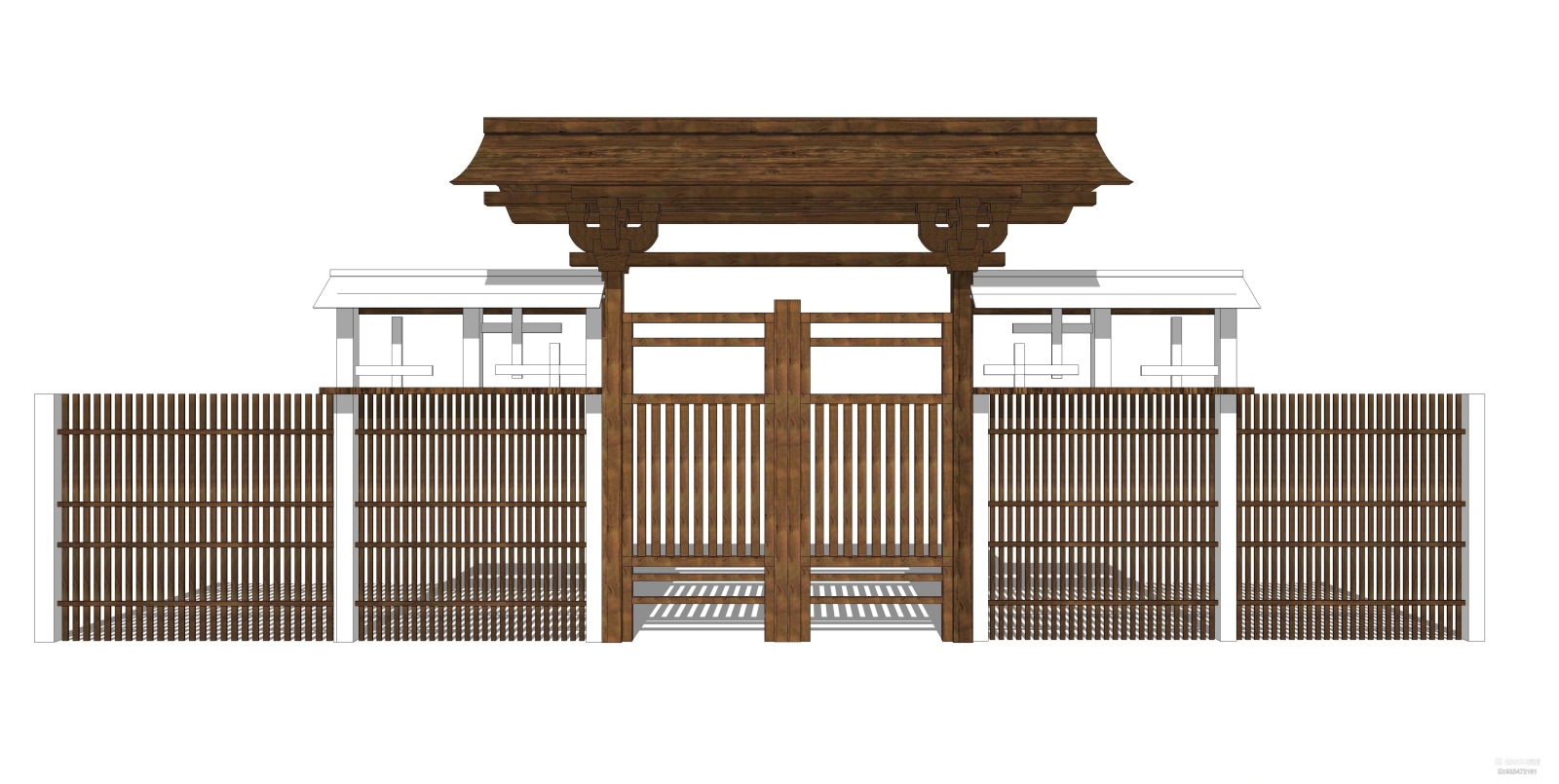 新中式小院入口特色大门SU模型下载【ID:925472161】