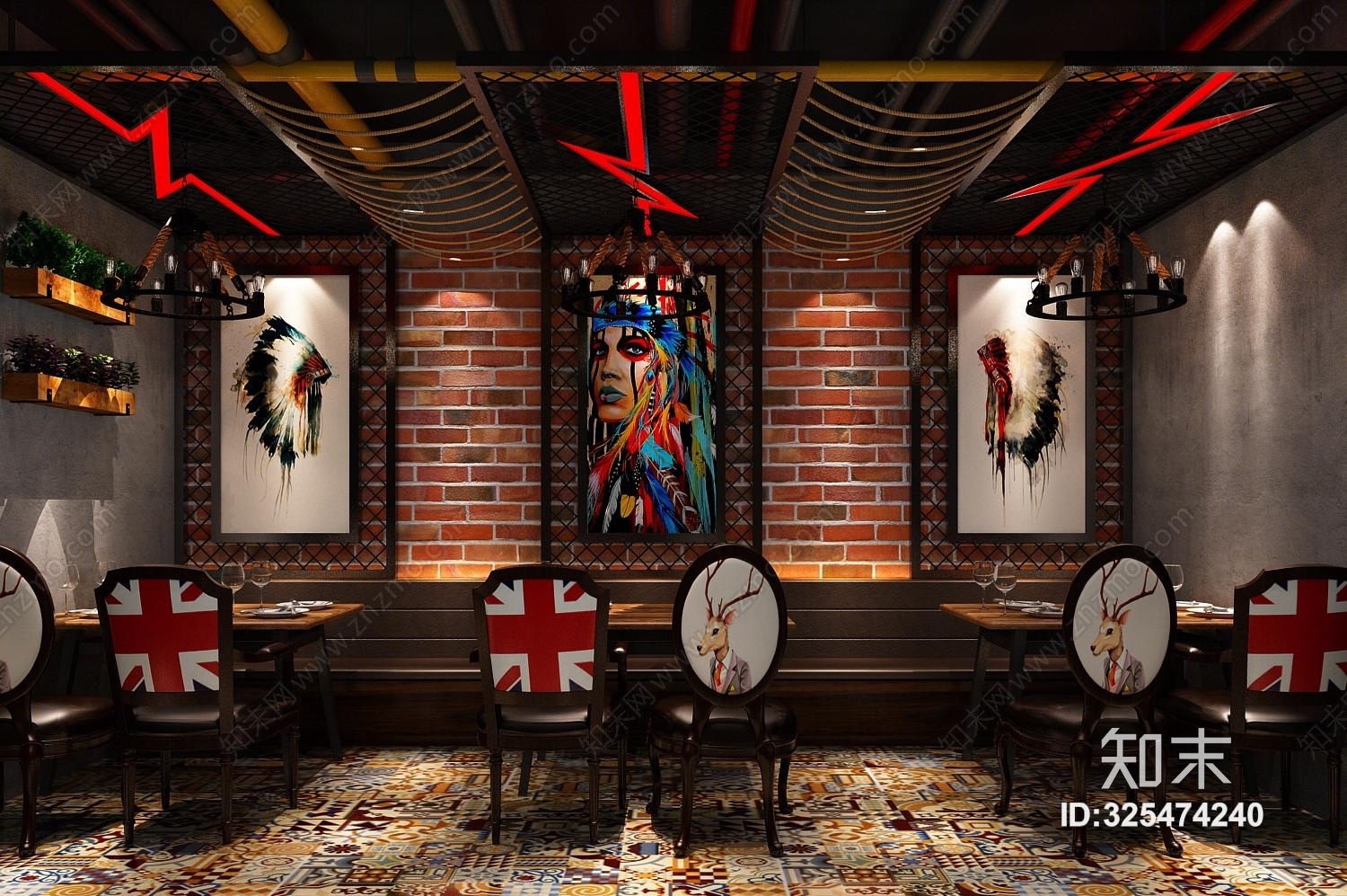 工业餐厅3D模型下载【ID:325474240】
