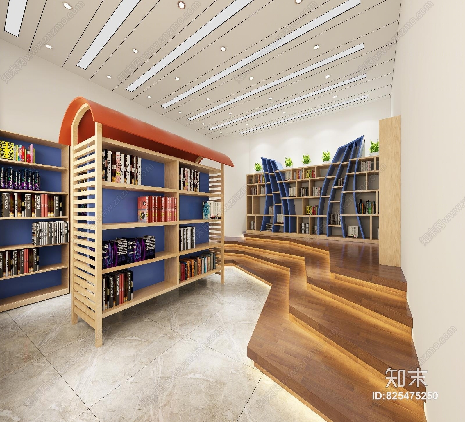 现代图书馆3D模型下载【ID:825475250】