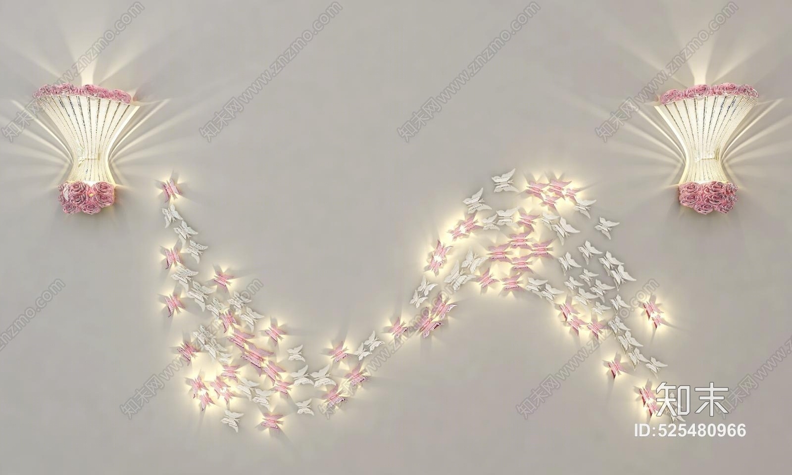 新中式室内现代水晶壁灯3D模型下载【ID:525480966】