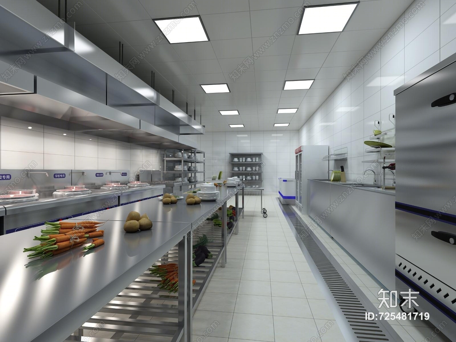 现代后厨食堂3D模型下载【ID:725481719】
