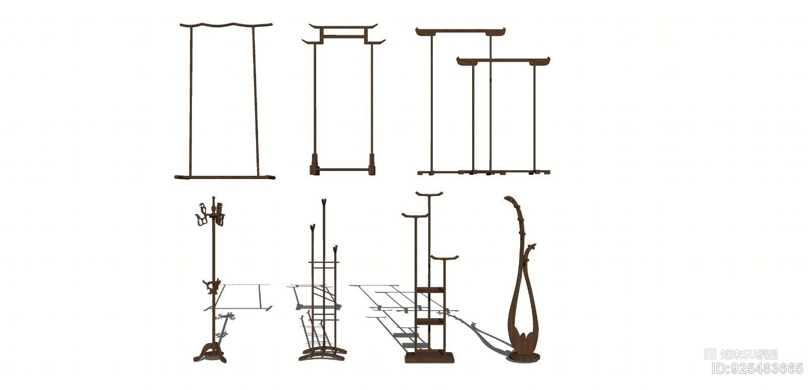 新中式衣架展示架SU模型下载【ID:925483665】