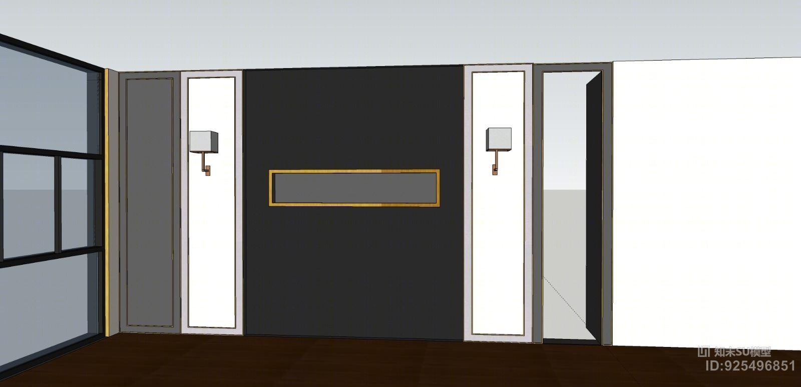 新中式电视背景墙装饰隔断屏风SU模型下载【ID:925496851】