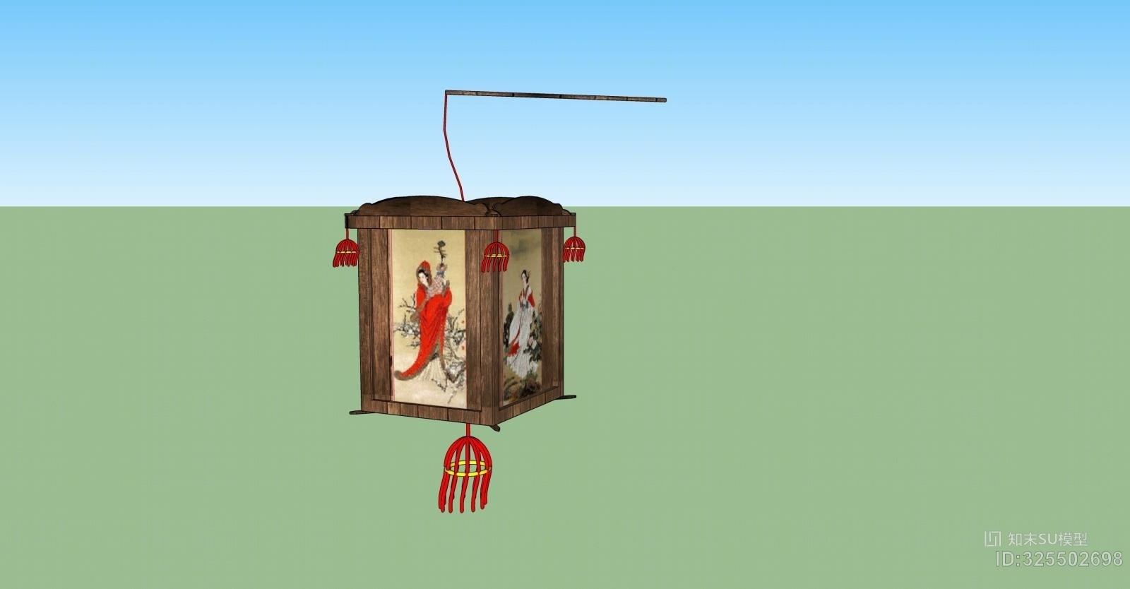 手提古典美女灯笼SU模型下载【ID:325502698】