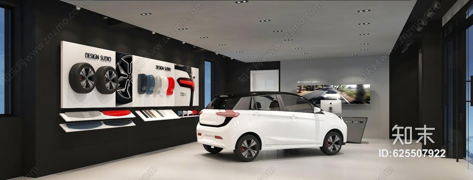 现代电动汽车展厅3D模型下载【ID:625507922】