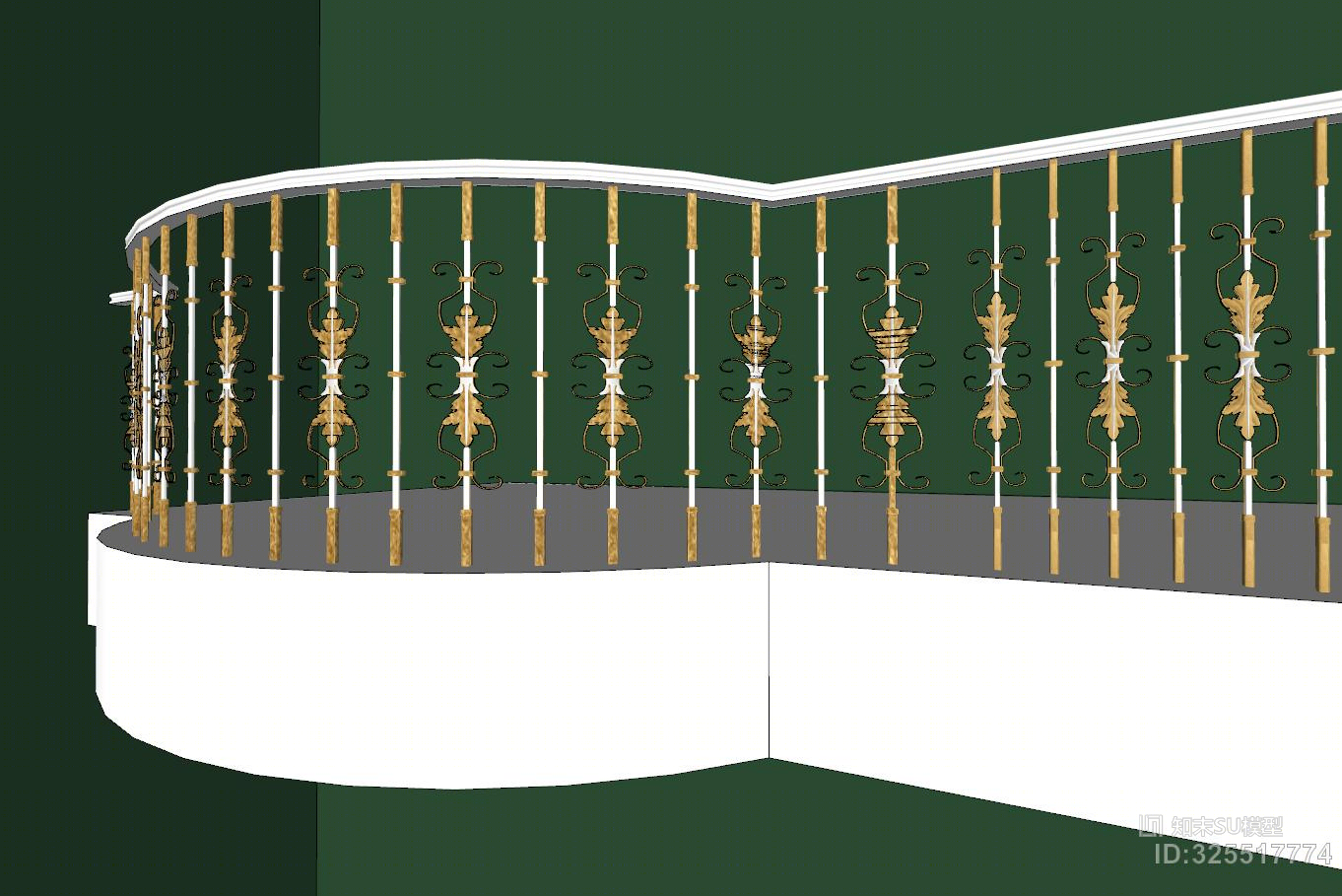法式、欧式楼梯栏杆（洛可可风格）SU模型下载【ID:325517774】