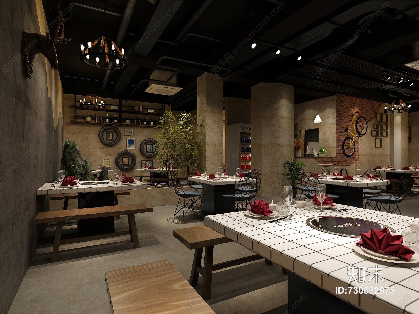 工业风餐厅3D模型下载【ID:730692975】