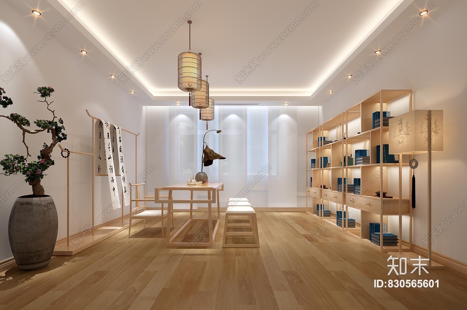 现代茶室西餐厅效果图3D模型下载【ID:830565601】