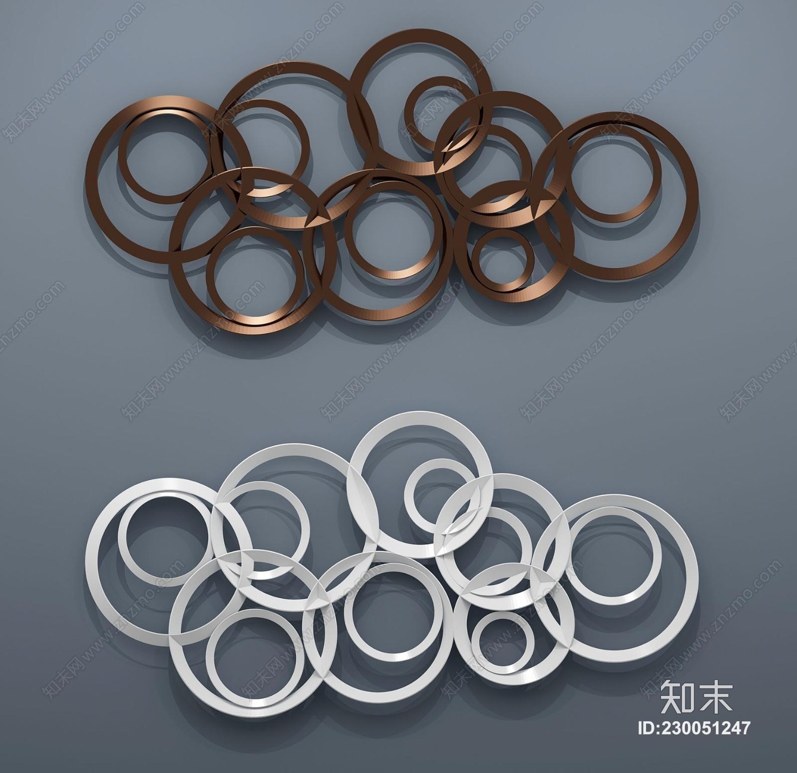 现代金属墙饰品挂件3D模型下载【ID:230051247】