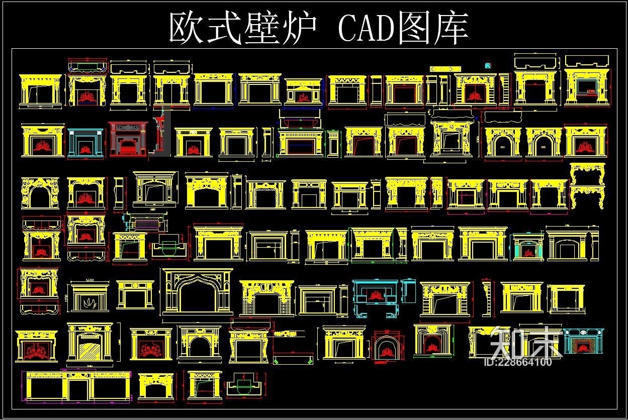 欧式壁炉施工图下载【ID:228664100】