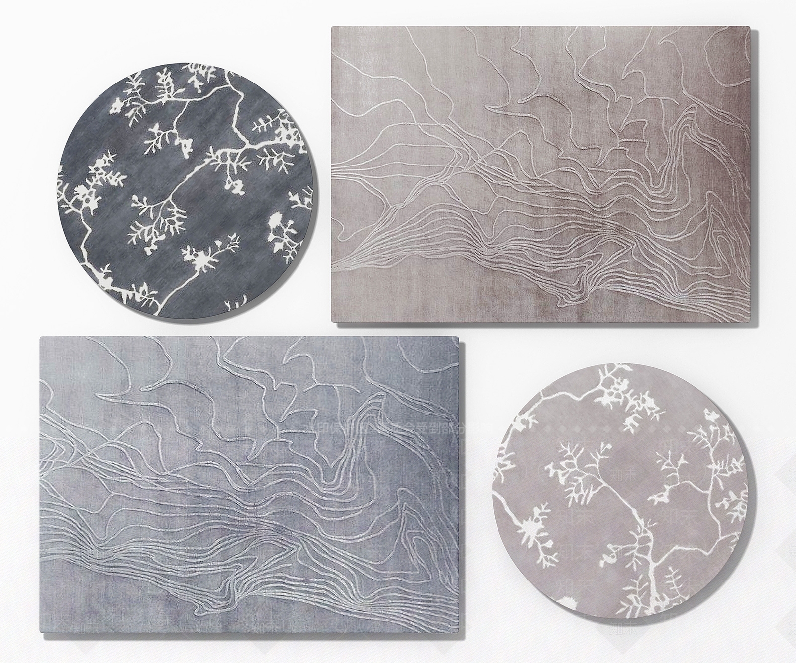 新中式地毯组合模型3D模型下载【ID:432569001】