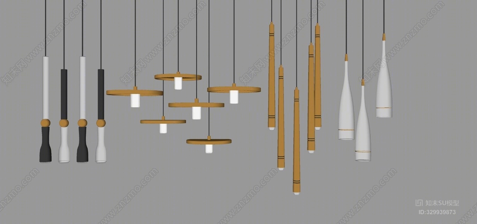 现代吊灯组合1编钟SU模型下载【ID:329939873】