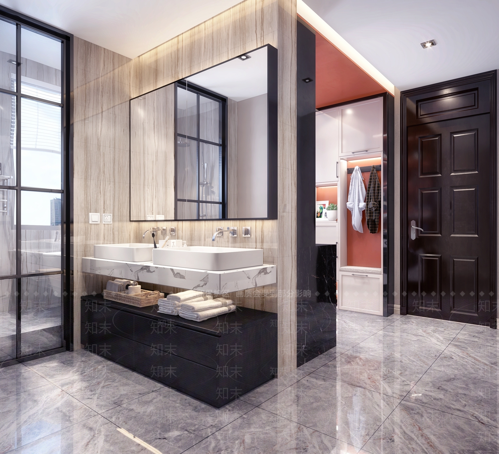 北欧现代北欧厨房卫生间门厅3D模型下载【ID:535330028】