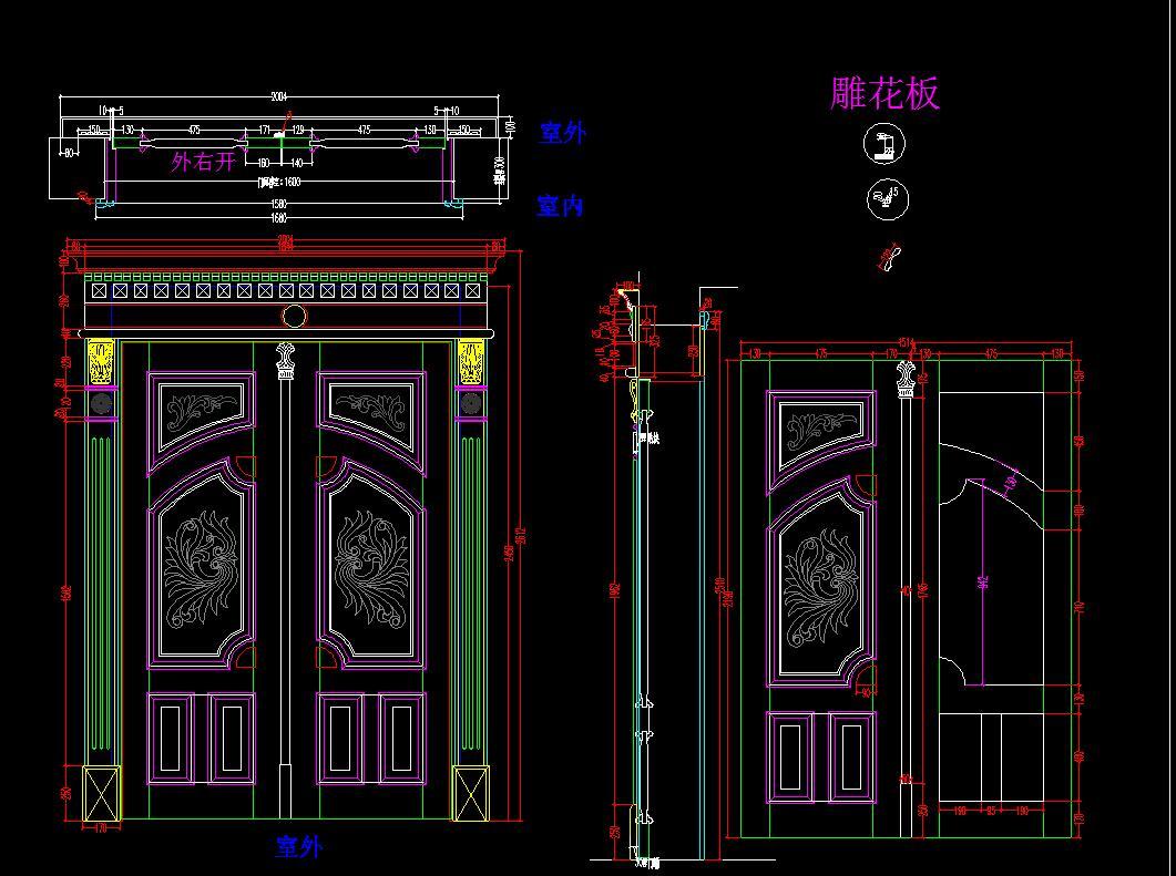 整木别墅大宅原木门设计CAD图库cad施工图下载【ID:328806771】