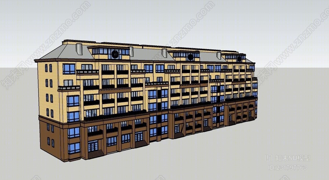 现代小区商品房6层建筑图书馆SU模型下载【ID:231797763】