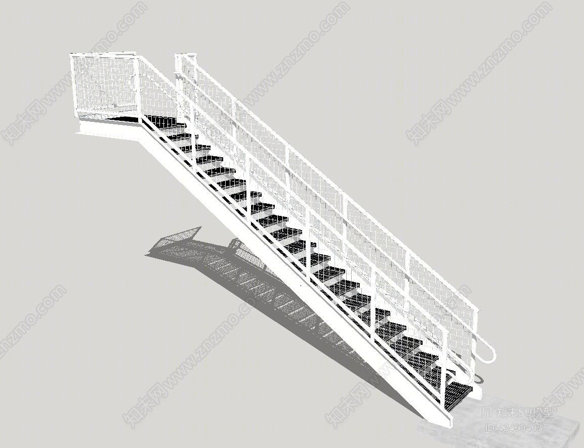 铁艺楼梯带栏杆SU模型下载【ID:434994035】