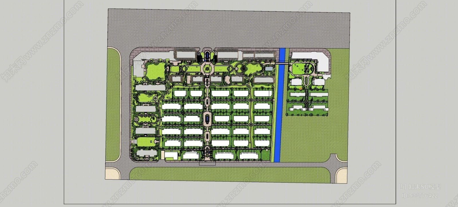 住宅小区景观设计SU模型下载【ID:533776422】