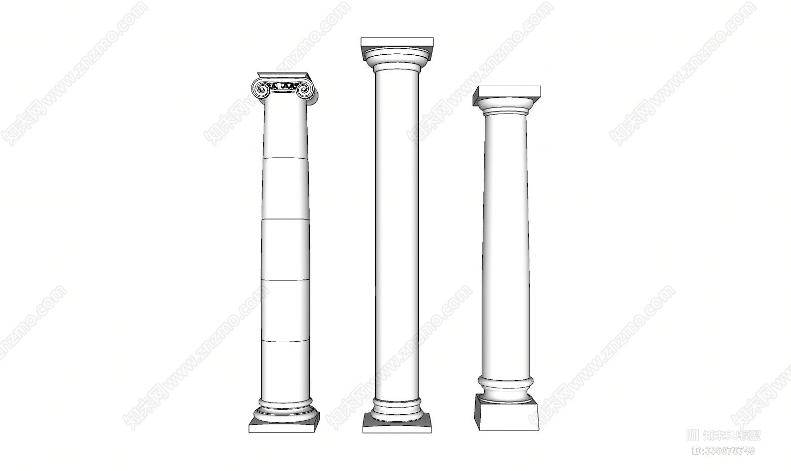 SU草图大师模型欧式构件罗马柱SU模型下载【ID:330079749】