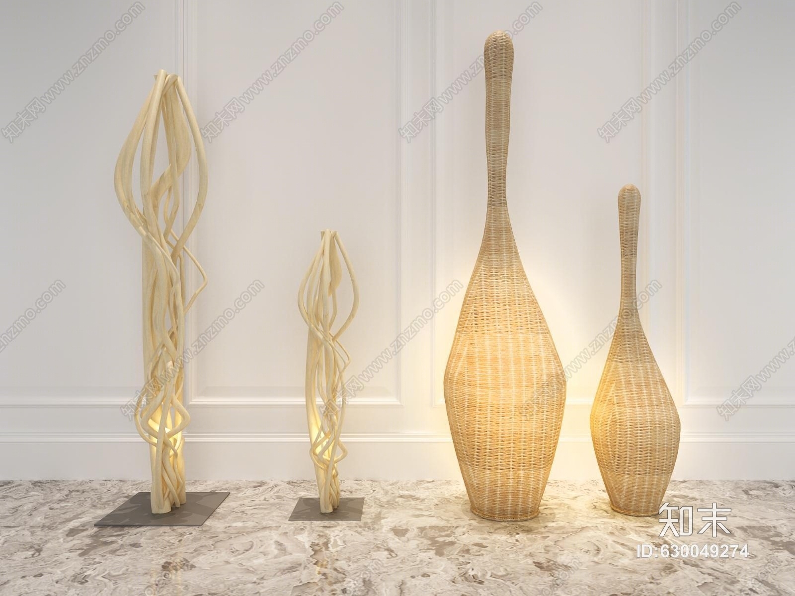 北欧藤编竹编落地灯保龄球灯干支艺术地灯3D模型下载【ID:630049274】