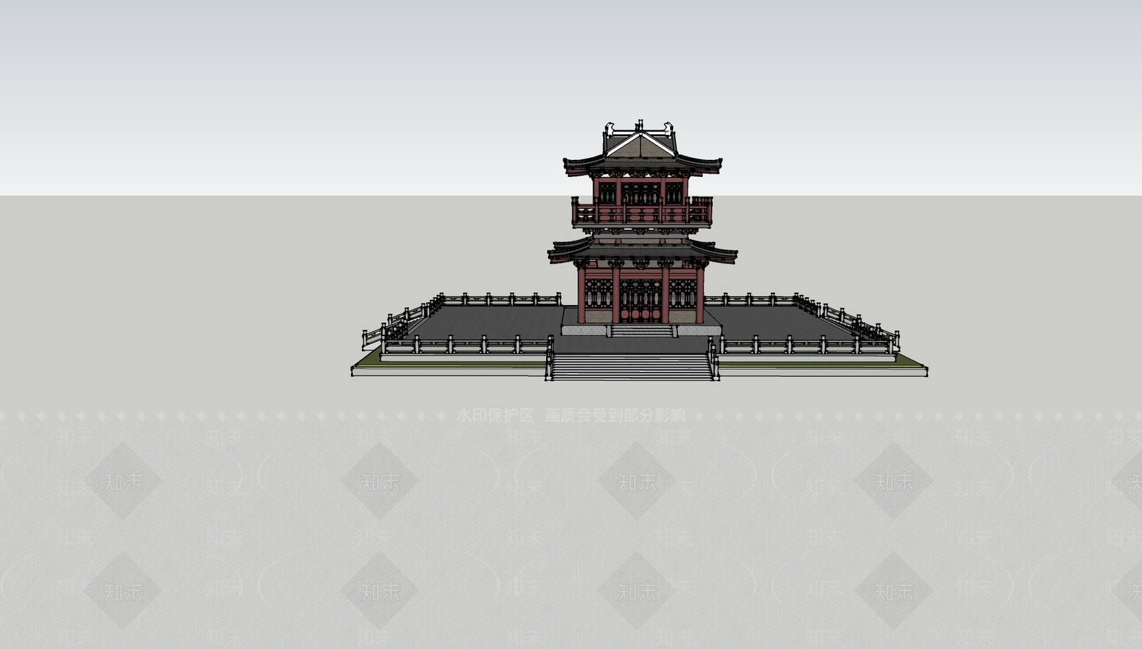 古建阁楼灯塔SU模型下载【ID:832736686】