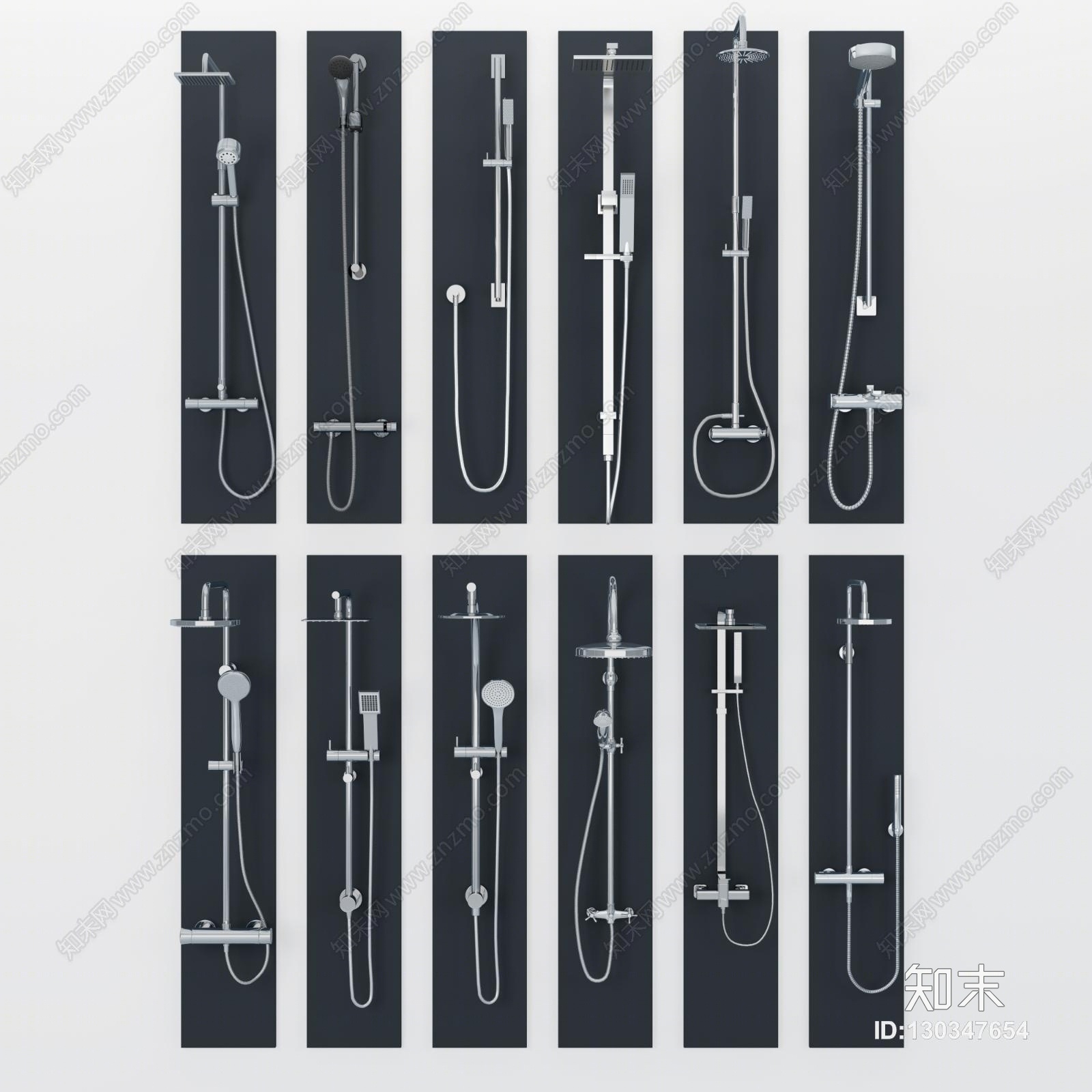 现代淋浴花洒蓬头模型3D模型下载【ID:130347654】