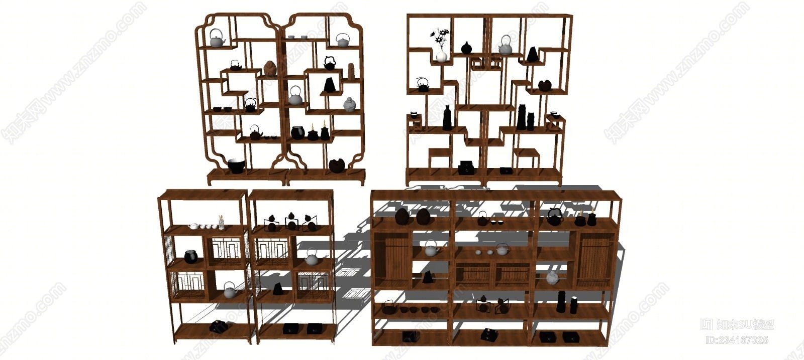 中式博古架组合SU模型下载【ID:234167325】