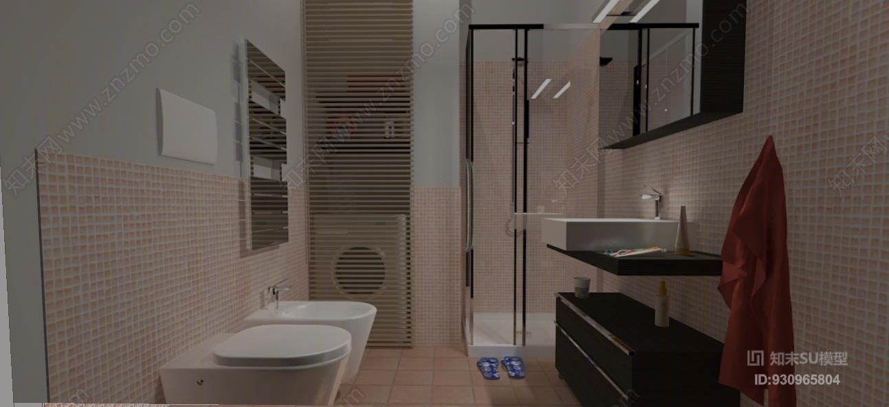 SU卫浴组合模型马桶座SU模型下载【ID:930965804】