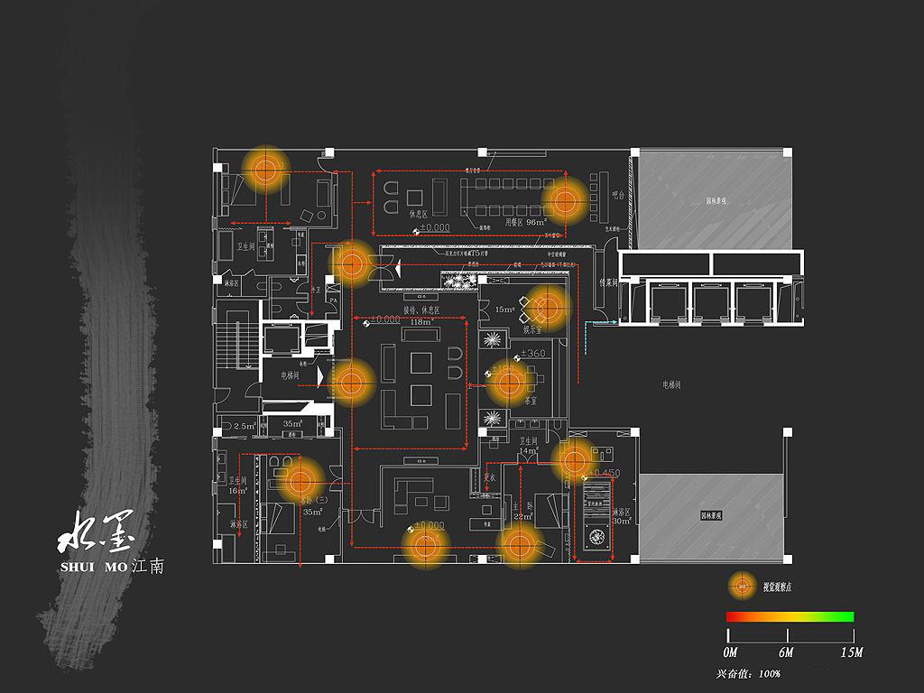 新中式风格水墨江南套房施工图设计（CAD+效果图）cad施工图下载【ID:534034460】